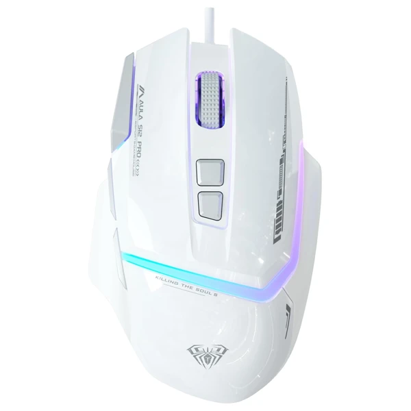 AULA S12 PRO A825 Wired Gaming Mouse (White) - EvoComp